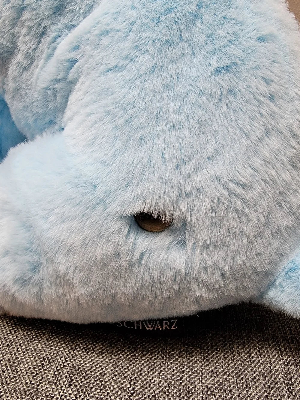 FAO Schwarz Light Blue and White Plush Puppy with Bunny Ears
